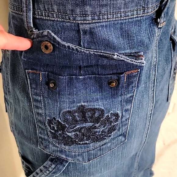 Candie's Vintage Skirt Pencil Midi Denim Blue Jean Y2K 90s Pockets Slit Junior 7 - Picture 9 of 16